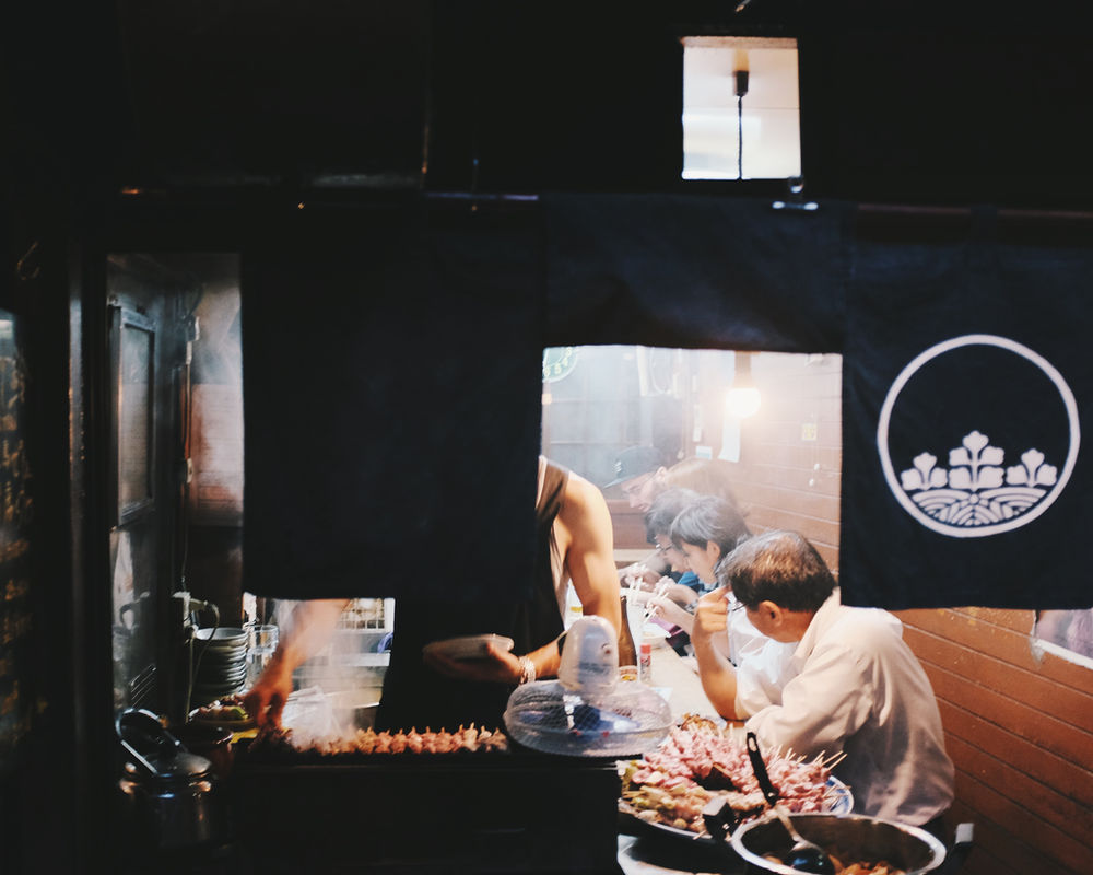 Yakitori counter in a small izakaya
